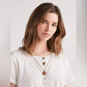 LUCKY BRAND 4 Layer Silver, Gold, Terracotta, and Iridescent Toned Neckl…